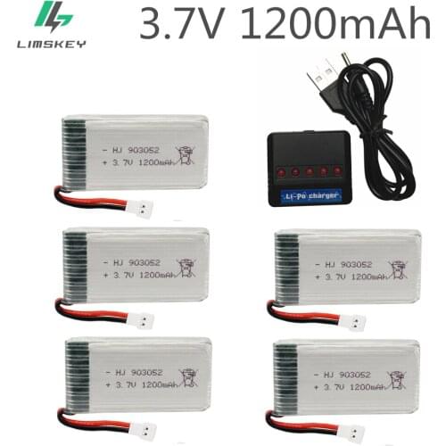 3.7V 1200mAh LiPo Battery for SYMA X5 X5SW X5SC X5HW X5HC With 5in1 Charger RC Drone Battery Parts Lipo 3.7 V 1200mAh