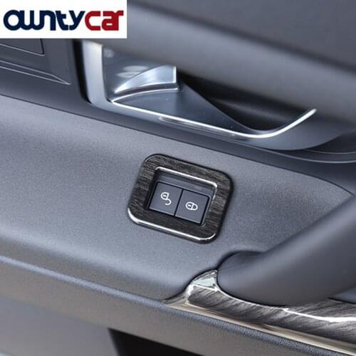 For Land Rover Discovery Sport 2015-2017 ABS Black ash Wood Grain Children Lock Frame Cover Trim 4pcs