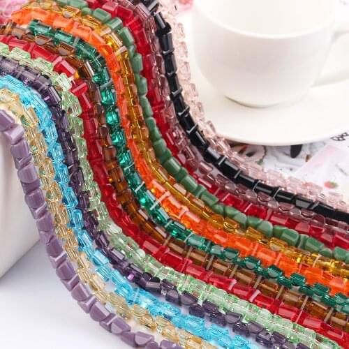 95PCS/LOT Lampwork Clear Beads With Cross Hole 8mm Faceted Glass Beads Flat Bottom Needlework Accessories For Jewelry