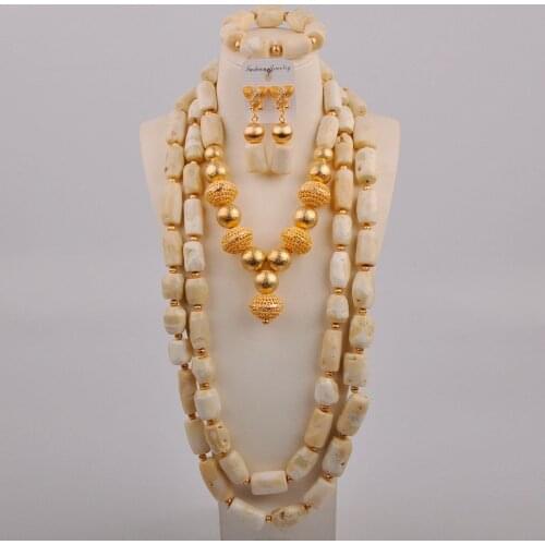 African Women Genuine Coral Beads Jewelry Sets For Nigerian Weddings Necklace Earrings Bracelet Bride Jewellery