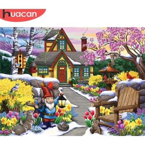 HUACAN 5D DIY Diamond Painting House Landscape Full Square/Round Diamond Embroidery Garden Landscape Needlework Wall Art
