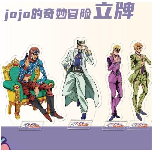 Anime JOJO Bizarre Adventure Acrylic Keychains Standing Card Giorno Jobana Key Chain Figure Cosplay Trinket Keyring Gift