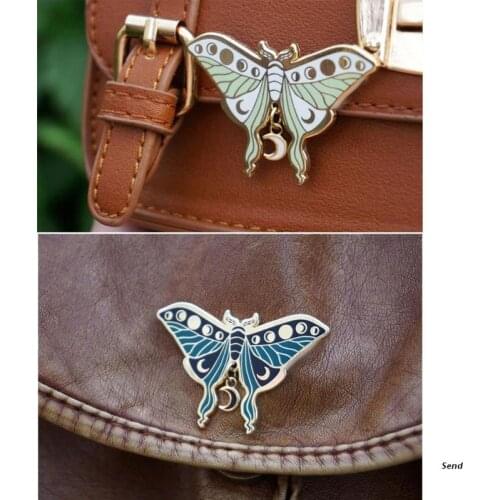 Butterfly Brooch Enamel Pins Lunar Moth Badges Moon Phases Brooches Jewelry Gift