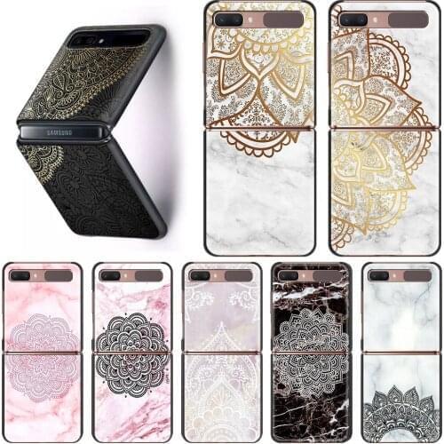 The Marble Mandala Flower PC Case for Samsung Z Flip Hard Plastic Smart Phone Bag Galaxy Z Flip 5G Folding Splitting Cover Coque