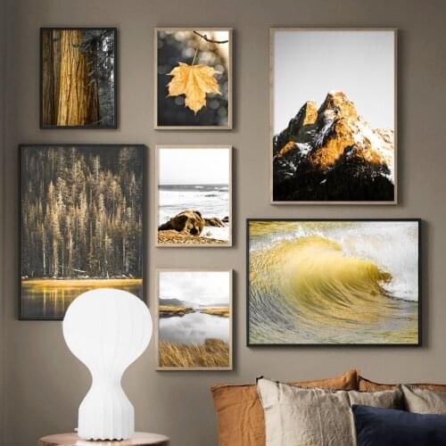 Bedroom Decor Autumn Landscape Canvas Painting Moutain Leaves Lake Pictures On The Wall Prints Posters for Living Room