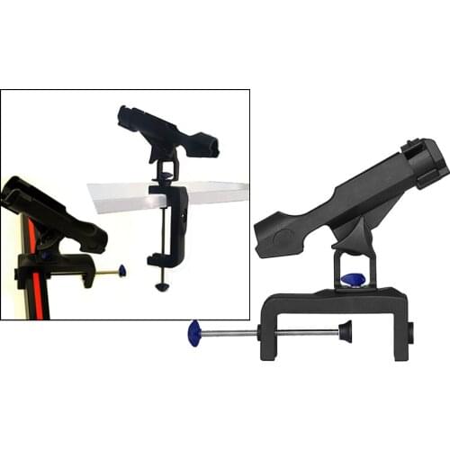 Fishing Rod Holder for Boat Ship, Adjustable 360 Degree Pole Rack Support with Large Clamp Opening Max 4-3/4 inch, Black