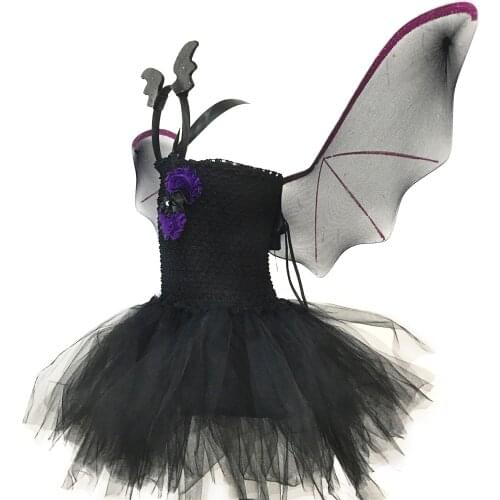 2-10 Years Baby Girl Halloween Christmas Bat Princess Dress Wings Kids Cosplay Witch Costume Girls Mesh Tutu Party Ball Gown