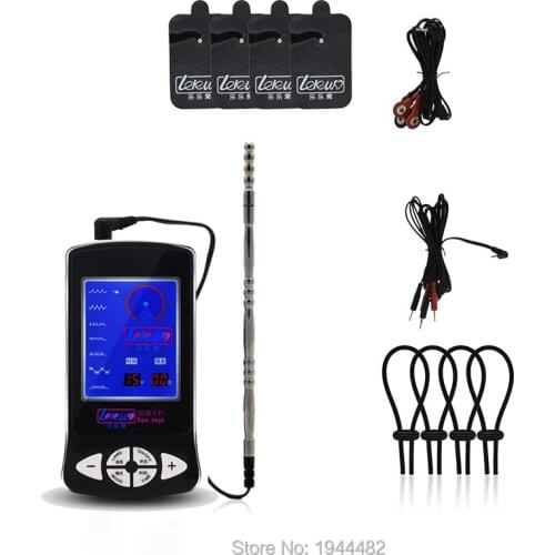 Electro Shock Kit Penis Extender Cock Ring Clitoris Massage Stimulate Pads Urethral Stretcher Dilator Electric Urethral Sounds