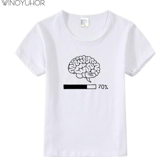 Brain Loading Funny Print T-shirt Baby Kids 2020 New Summer Short Sleeve T Shirt Girls Boys Humor Cartoon Clothing Streetwear