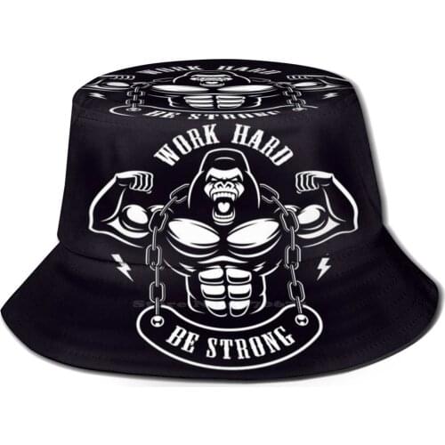 Gorilla Bodybuilder FishermanS Hat Bucket Hats Caps Gorilla Animal Gym Muscular Bodybuilding Motivation