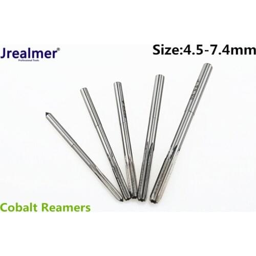 Jrealmer Optional 4.5-7.4mm H8 Chucking Cobalt M35 Reamers H8 Machine Reamer High Speed Steel Rotating Tools Straight Shank