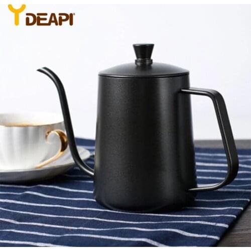 YDEAPI Stainless Steel Coffee Tea Pot Non-stick Coating Food Grade Stainless Steel Gooseneck Drip Kettle Swan Neck Thin Mouth