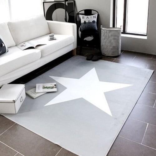 Korean Design Gray Pentagram Printed Carpets For Living Room Bedroom Area Rugs Kids Game Baby Soft Anti-Slip Carpet Mats Playing