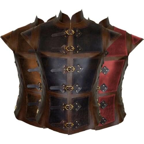 Leather Vest Armor Doublet Coat Medieval Lederwams Waldelf Jerkin Outfit Lace Up Larp Knights Costume Halloween For Men Adult