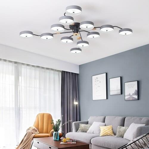 Nordic Modern 4/8/12 Heads Led Chandelier Atmospheric Gray Living Room Lamp Creative Art Dining Table Bedroom LightingDecoration