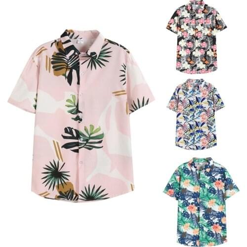2021 New Arrival Mens Shirts Men Hawaiian Camicias Casual One Button Wild Shirts Printed Short-sleeve Blouses Tops