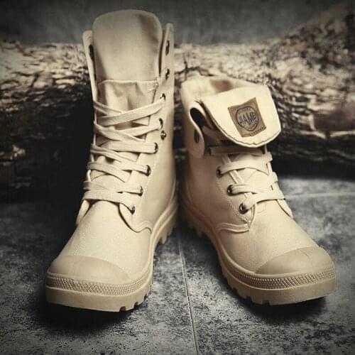 New spring/autumn fashion Martin boots male High-top casual canvas Motorcycle boots flats lace up ankle army boots QA-05