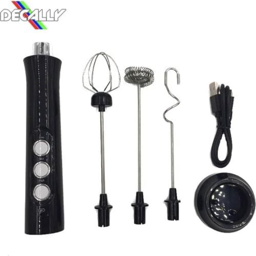 New Hot Rechargeable Double Spring Whisk Stainless Steel Electric Milk Frother Hand Milk Mixer Three Pcs