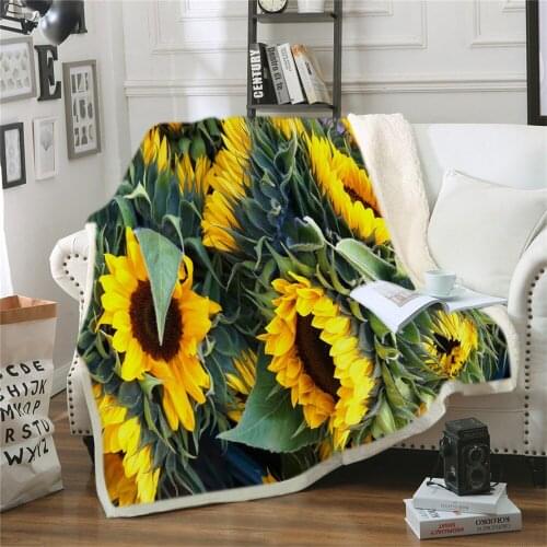 Sunflower Throw Blanket Shape Print Soft Fleece Blanket for Beds Sofa Plush Bedspreads Winter Sheet Cover Home Decor