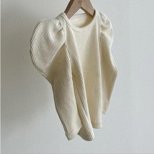 2020 new babys girls ribbed t shirt autumn cotton full sleeve fashion babys top 6-24 month YC980