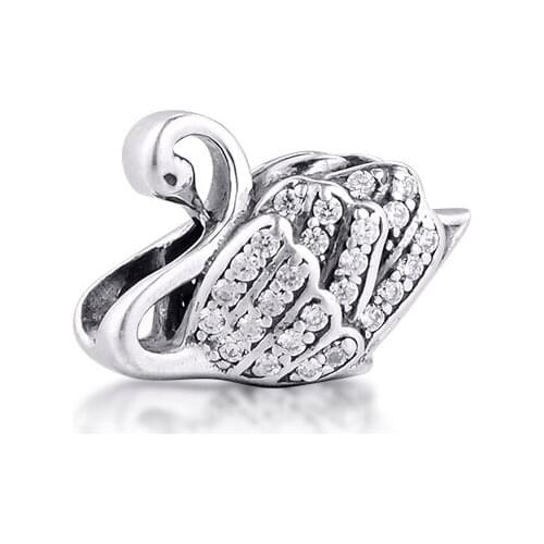 Fits Pandora Bracelets Majestic Swan Charms S925 Original Sterling Silver Charm Beads for Jewelry Making kralen Women Gift
