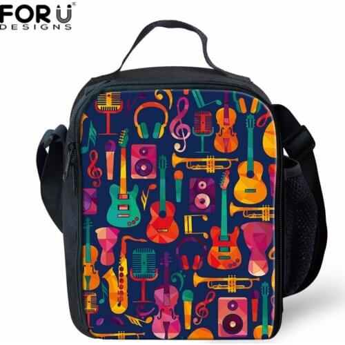 FORUDESIGNS Guitar Leisure Women Portable Lunch Bag Insulated Cooler Bags Thermal Food Picnic Lunch Bags Kids Lunch Box Bag