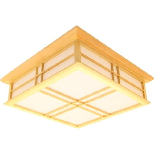 55x55cm Modern LED Lighting Flush Mount Ceiling Fixtures Light Solid Wood Japanese Room Tatami LED Lamp Ceiling Lamp Natural