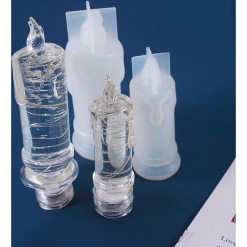 Diy Crystal Epoxy Handmade Homemade Candle Lamp Silicone Mold Mirror 2 Round Candle Holder Resin Crystal Home Decoration