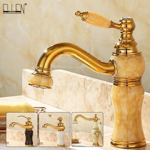 Bathroom Faucet Brass and Jade faucet Bathroom Basin faucet Sink Mixer Tap Gold Sink Faucet Bath Basin Sink Faucet YS6532