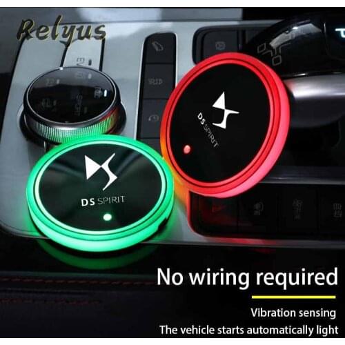 2Pcs Luminous Car Led Cup Coaster Non-slip Mat Atmosphere Light For DS Spirit DS3 DS4 DS5 DS 5LS DS6 Accessories