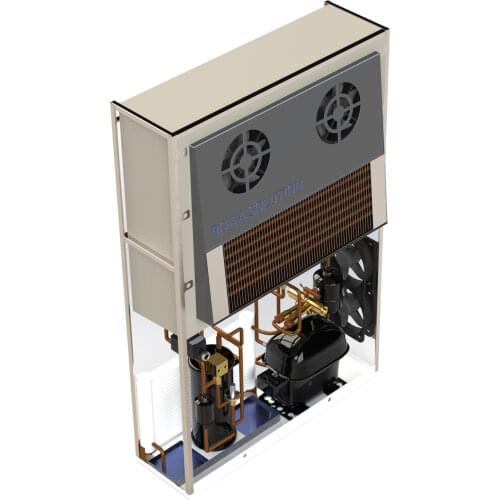 Vertical surface mounted all-in-one refrigerant plant is standardized and modulized, easy to interchange, replace and maintain