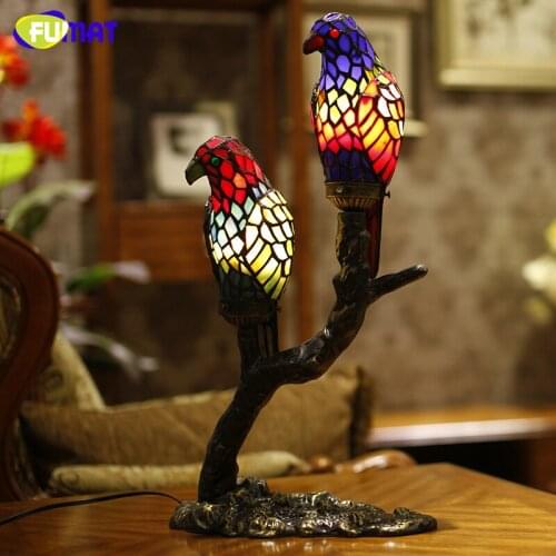 FUMAT Vintage Table Lamp Parrots Birds Lamp Creative Animal led light for Living Room Bedroom Restaurant LED Table Lights