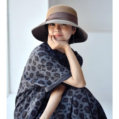 MICOCO A6363C Simple and elegant temperament color bowknot practical versatile big eaves shading straw hat