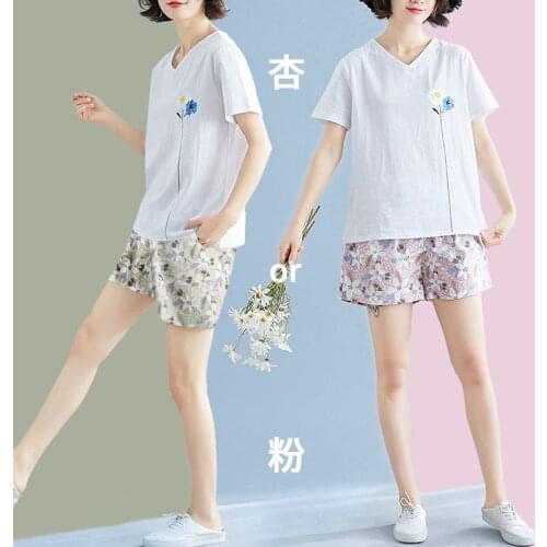 Womens Pants Pure Cotton Summer New Style Korean Loose Large Size Floral Shorts Vintage Harajuku Para Dropshipping Taille