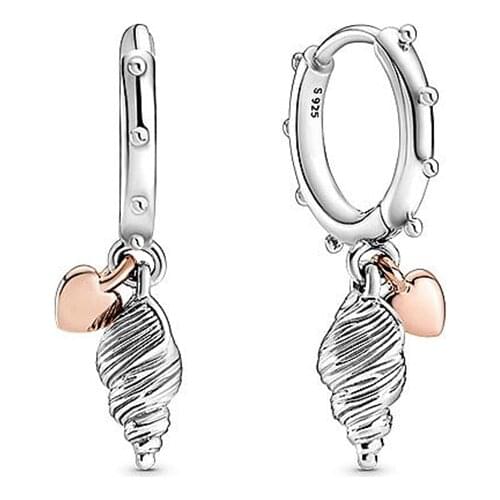 100% 925 Sterling Silver Heart & Conch Shell Screw Pan Earrings 2020 Woman Fashion Diy Jewelry Mothers Day