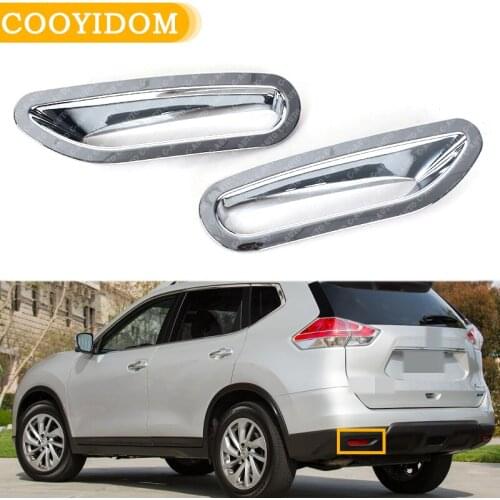 1Pair Car Chrome Silver Rear Trim Molding Car Decorations Fog Light Lamp Cover For Nissan Rogue X-Trail (T32) 2014 2015