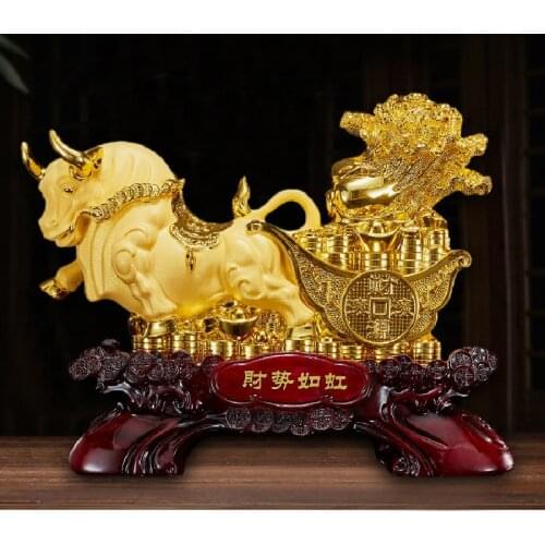 1pc Chinese Style Fengshui Zodiac Cattle Resin Crafts Home Decor Entrance Living Room Birthday Present Housewarming Ornament
