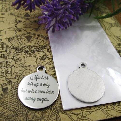 20pcs--"Mockers stir up a city, but wise men turn away anger."more styles for choosing DIY Charms Bible gold sentence