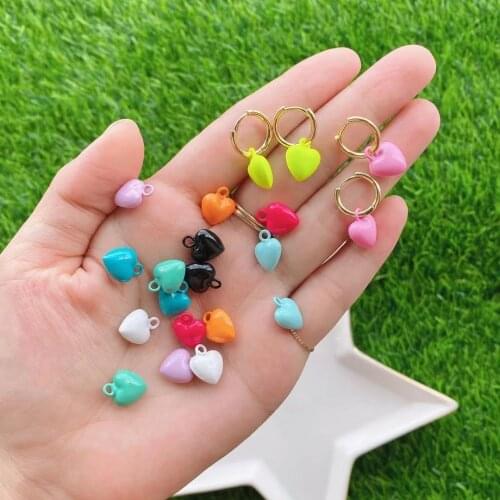 20PCS, Colorful Enamel Charms Mini Sweet Heart Charms For DIY Necklaces Bracelets Copper Jewelry Accessories 10 * 12mm