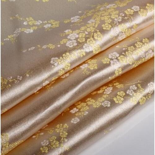 90cm*100cm Brocade cloth costume dress fabric decorative packaging clothing fabric brocade white yellow plum wedding decoration
