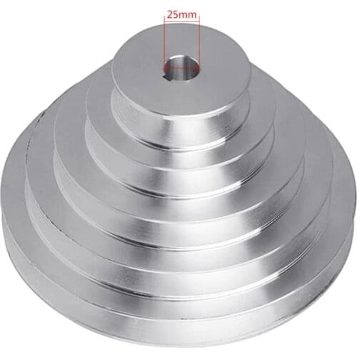 Aluminum A Type 5 Step Pagoda Pulley Wheel 150mm Outer Dia for Timing V-Belt T8WE