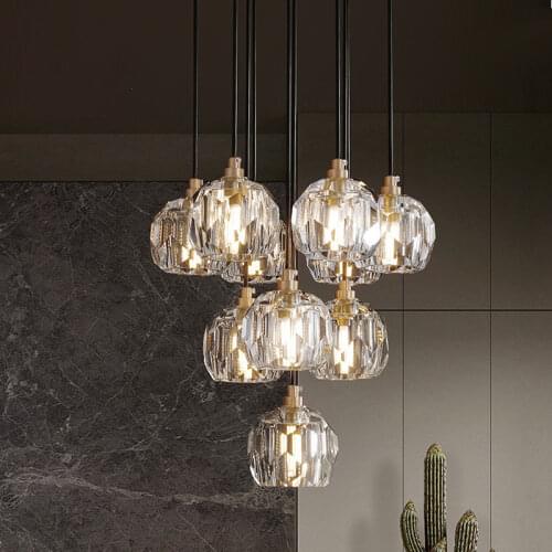American Luxury K9 Crystal Led Pendant Lights Round Gold Metal Base G9 Led Hanging Lamp Adjustable Suspension Lamparas Fixtures