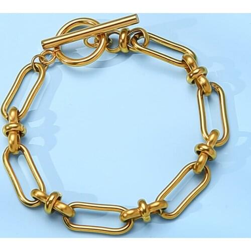 Knot Bracelet Stainless Steel Toggle Bracelets For Women Gold/Silver Color Metal Heavy Duty Chain Toggle Clasps Bracelet Female