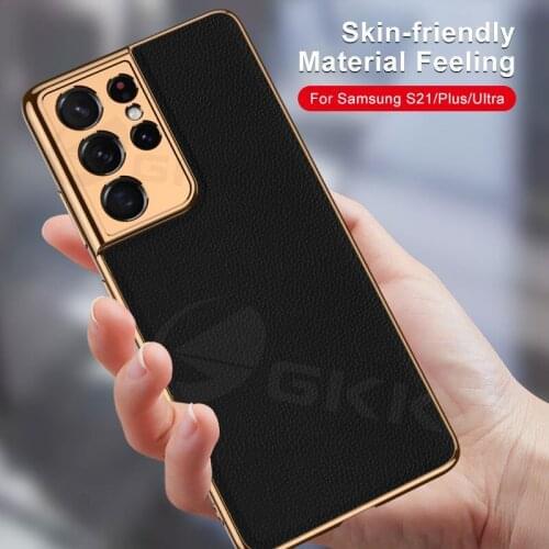 GKK Luxury Leather Plating Case For Samsung Galaxy S21 Plus Ultra 5G Shockproof Hard Cover For Samsung S21 Plus Ultra Case Coque