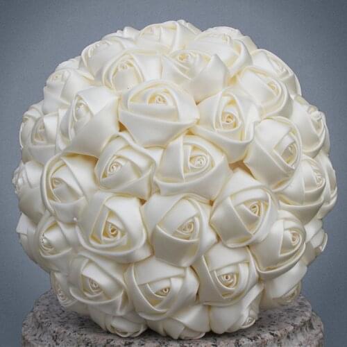 Cheap Marfim Ivory Silk Bridal Bouquet Flower Girl/Bridesmaid/Bride Satin Holding Flower for Wedding, Festival ,Party W223-5