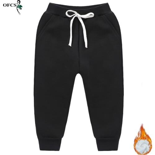 Winter Kids Leggings Children Plus Velvet Pants Thicken Warm Trousers For Baby Boys Girls Elastic Waist Design Cotton Pants 3-12