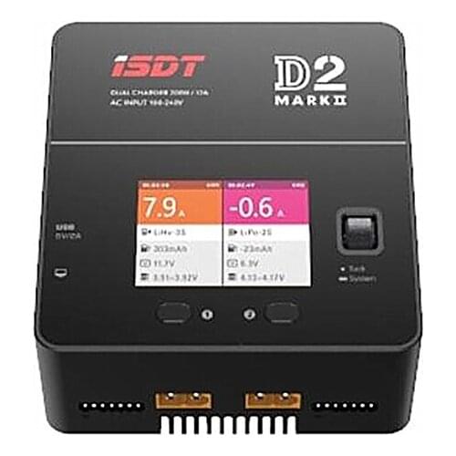 ISDT D2 MarkⅡ AC 200W 12A 2-6S Dual Channel Battery Balance Charger For Lilon LiPo LiHV NiMH Battery RC Models Drone