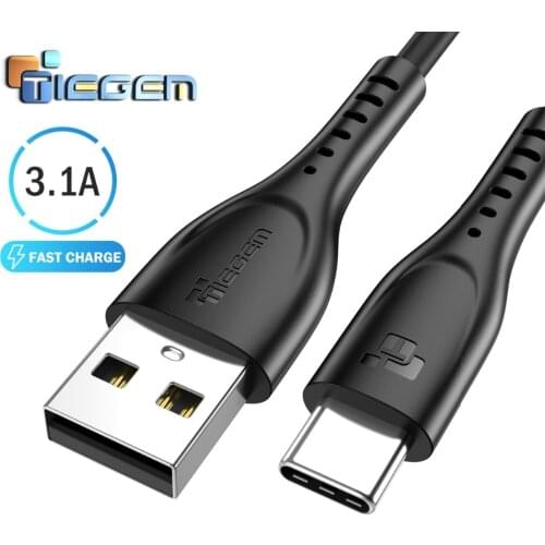 TIEGEM USB Type C Cable 3.1 A Hi-Tensile TPE USB C Fast Charger Data Cable for Samsung Galaxy S9 S8 Xiaomi 6 8 Type-C USB-C