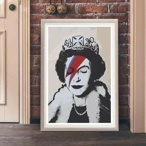 Cuadros Banksys Graffiti The Queen Canvas Street Art Canvas Painting Poster and Print Wall Art Picture for Livingroom Decoration