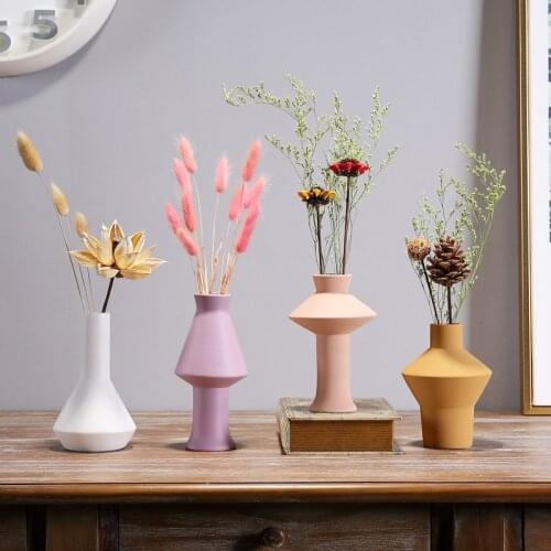 Nordic Ceramic Vase Accessories Home Livingroom Desktop Flower Arrangement Decoration Coffee Table Dried Flower Figurines Crafts